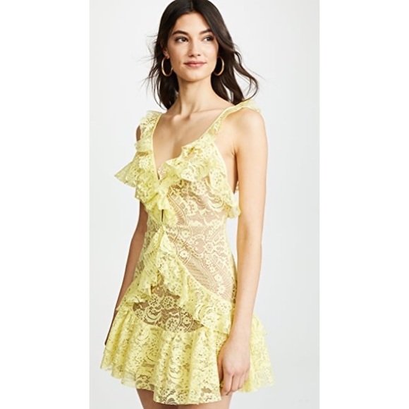 FOR LOVE & LEMONS | Yellow Tati Lace Ruffle Dress - Picture 3 of 15